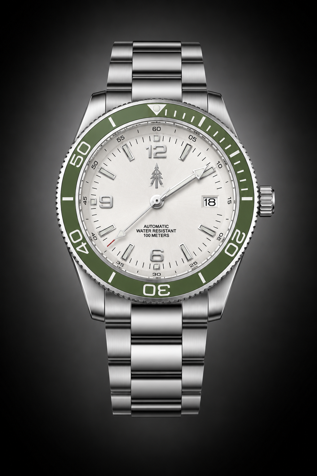 HAVOC Sabre White Dial Green Bezel